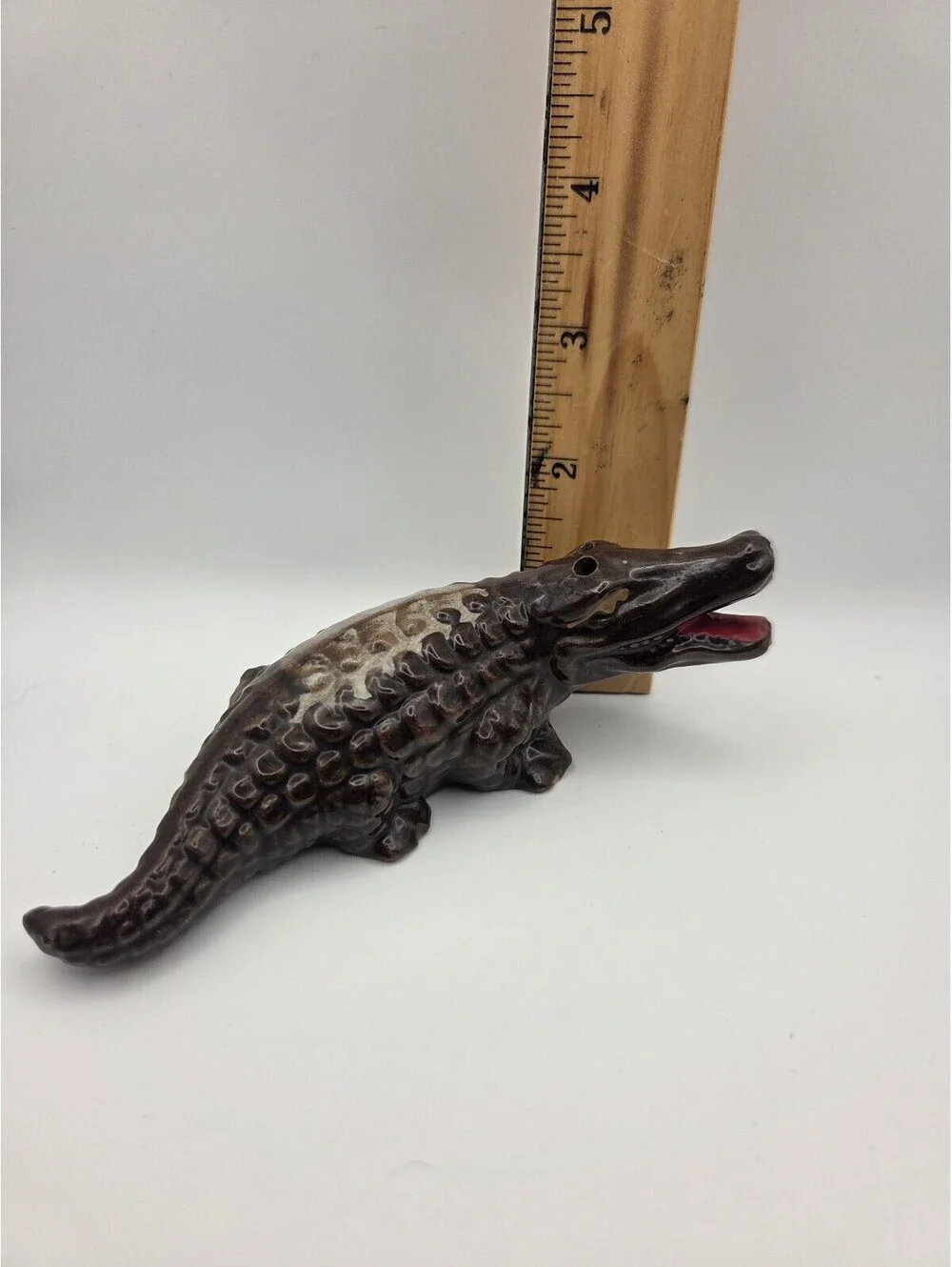 Vintage Pair of Ceramic Alligator Salt and Pepper Shakers Made in Japan Complete
